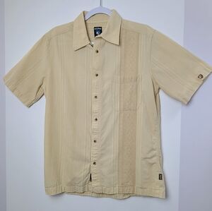 KÜHL Men's Cream Short Sleeve Button-down Lightweight Shirt, Sz M (PTP 21 in)